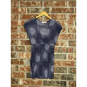 VTG Charlotte Russe Baby Doll Polka Dot Top Medium 2000s Sheer Deep V-neck Navy